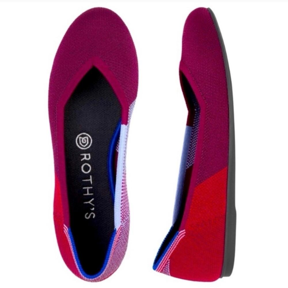 Rothy's Limited Edition Berry Colorblock Round Toe Flats Size 9✨